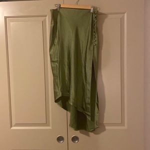 MICAS Asymmetric Hem Slit Button Deco Skirt